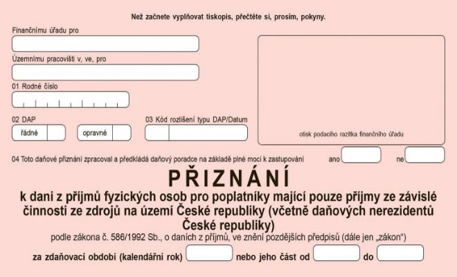 Tiskopisy k daňovému přiznání 2017 budou dostu 2.jpg